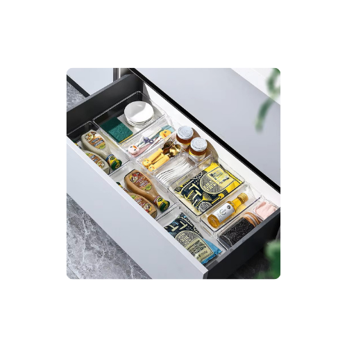 Clear Plastic Drawer Organizer Set by The Organize Store