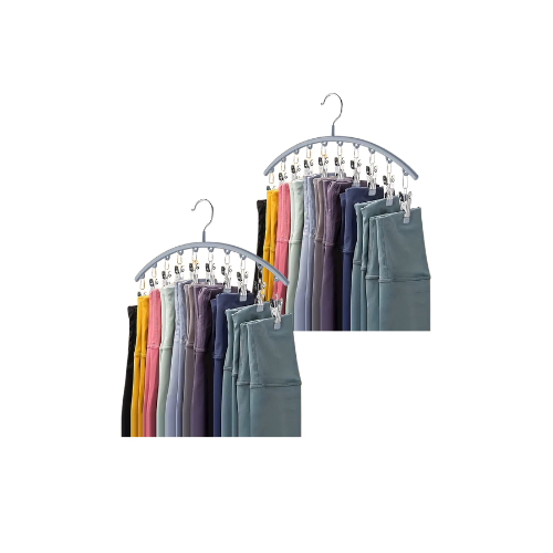 Multi-Clip High-Capacity Clothing Hangers by The Organize Store Grey 2