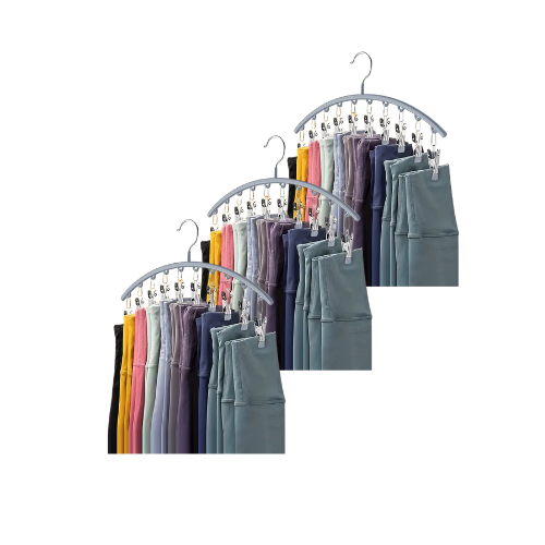 Multi-Clip High-Capacity Clothing Hangers by The Organize Store Grey 3